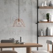 Pendant lamp with textile cable, Dome lampshade and metal details - Made in Italy