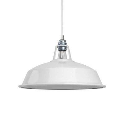 Pendant lamp with textile cable, Harbour lampshade and metal details - Made in Italy - White