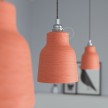 Pendant lamp with textile cable, Vase ceramic lampshade and metal details - Made in Italy