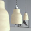 Pendant lamp with textile cable, Vase ceramic lampshade and metal details - Made in Italy