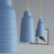 Pendant lamp with textile cable, Bottle ceramic lampshade and metal details - Made in Italy