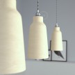 Pendant lamp with textile cable, Bottle ceramic lampshade and metal details - Made in Italy