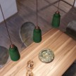 Pendant lamp with textile cable, Bottle ceramic lampshade and metal details - Made in Italy