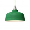 Pendant lamp with textile cable, Cup ceramic lampshade and metal details - Made in Italy