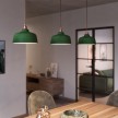 Pendant lamp with textile cable, Cup ceramic lampshade and metal details - Made in Italy