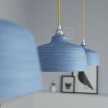 Pendant lamp with textile cable, Cup ceramic lampshade and metal details - Made in Italy