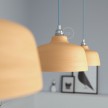 Pendant lamp with textile cable, Cup ceramic lampshade and metal details - Made in Italy