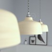 Pendant lamp with textile cable, Cup ceramic lampshade and metal details - Made in Italy