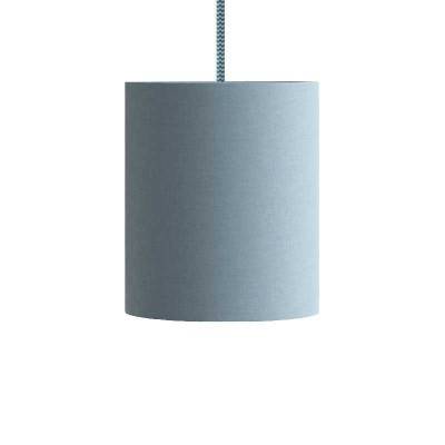 Pendant lamp with textile cable, Cylinder fabric lampshade and metal details  Made in Italy - Heavenly Blue Canvas