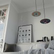 Pendant lamp with textile cable, UFO Pemberly Pond wooden lampshade and metal details - Made in Italy