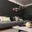 Pendant lamp with textile cable, UFO double-sided wooden lampshade and metal details - Made in Italy