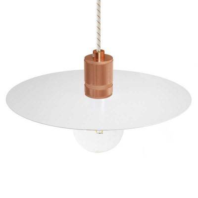 Pendant lamp with textile cable, Ellepi oversized lampshade and knurled lamp holder - Made in Italy - White