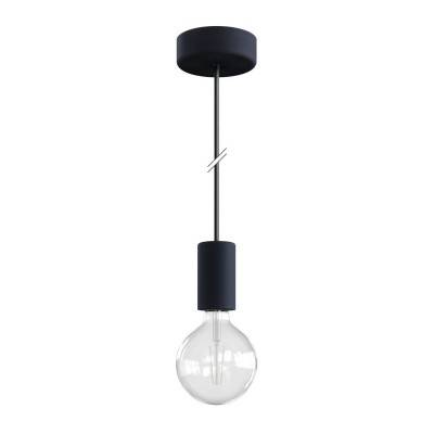 EIVA ELEGANT Outdoor pendant lamp with 1,5 mt textile cable, silicone ceiling rose and lamp holder IP65 water resistant - Carbon black