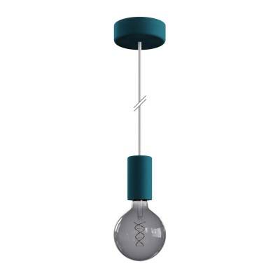 EIVA ELEGANT Outdoor pendant lamp with 1,5 mt textile cable, silicone ceiling rose and lamp holder IP65 water resistant - Petrol