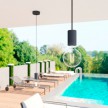 EIVA ELEGANT Outdoor pendant lamp with 1,5 mt textile cable, silicone ceiling rose and lamp holder IP65 water resistant