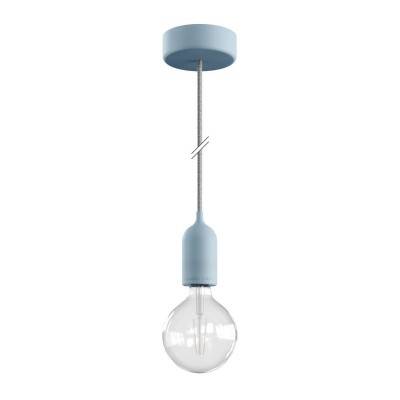 EIVA PASTEL Outdoor pendant lamp with 1,5 mt textile cable, colorful silicone ceiling rose and lamp holder IP65 water resistant