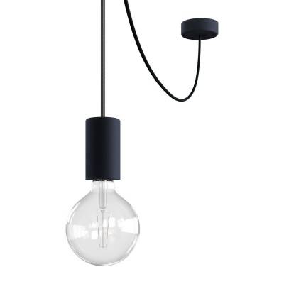 EIVA ELEGANT Outdoor pendant lamp with 5 mt  textile cable, decentralizer,  ceiling rose and lamp holder IP65 water resistant - Carbon black