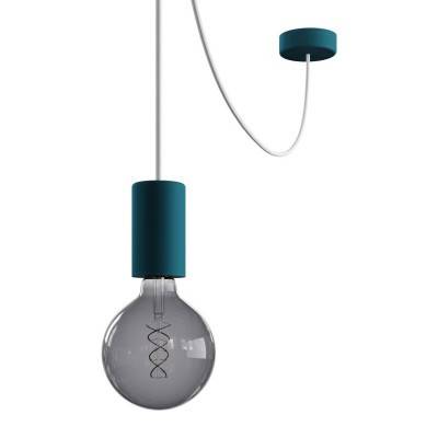 EIVA ELEGANT Outdoor pendant lamp with 5 mt  textile cable, decentralizer,  ceiling rose and lamp holder IP65 water resistant - Petrol