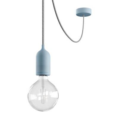 EIVA PASTEL Outdoor pendant lamp with 5 mt  textile cable, decentralizer,  ceiling rose and lamp holder IP65 water resistant - Soft blue