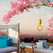 EIVA PASTEL Outdoor pendant lamp with 5 mt  textile cable, decentralizer,  ceiling rose and lamp holder IP65 water resistant