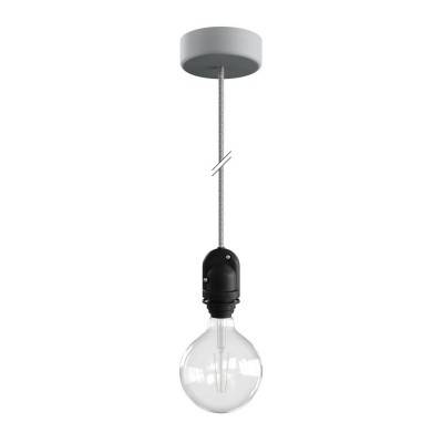 EIVA Outdoor pendant lamp for lampshades with 1,5 mt textile cable, silicone ceiling rose and lamp holder IP65 water resistant - Glacier grey