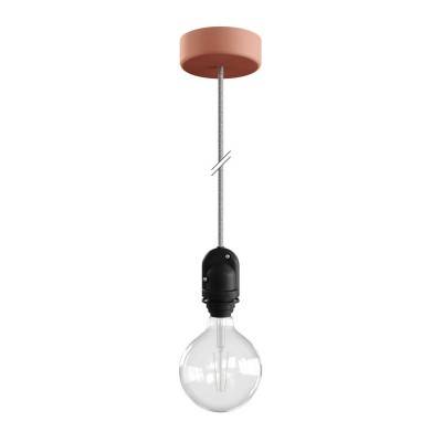 EIVA Outdoor pendant lamp for lampshades with 1,5 mt textile cable, silicone ceiling rose and lamp holder IP65 water resistant - Salmon