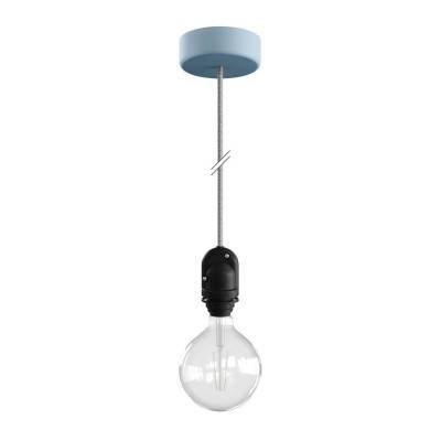 EIVA Outdoor pendant lamp for lampshades with 1,5 mt textile cable, silicone ceiling rose and lamp holder IP65 water resistant - Soft blue