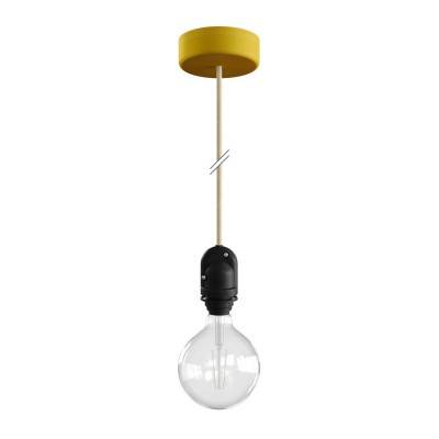 EIVA Outdoor pendant lamp for lampshades with 1,5 mt textile cable, silicone ceiling rose and lamp holder IP65 water resistant - Yellow mustard