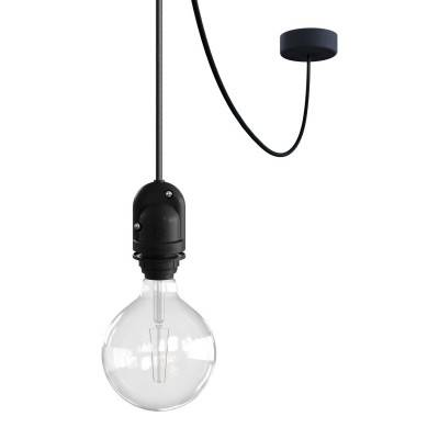 EIVA Outdoor pendant lamp for lampshaed with 5 mt textile cable, decentralizer, silicone ceiling rose and lamp holder IP65 - Carbon black