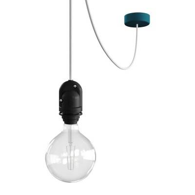 EIVA Outdoor pendant lamp for lampshaed with 5 mt textile cable, decentralizer, silicone ceiling rose and lamp holder IP65 - Petrol