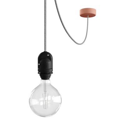 EIVA Outdoor pendant lamp for lampshaed with 5 mt textile cable, decentralizer, silicone ceiling rose and lamp holder IP65 - Salmon