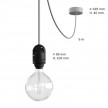 EIVA Outdoor pendant lamp for lampshaed with 5 mt textile cable, decentralizer, silicone ceiling rose and lamp holder IP65