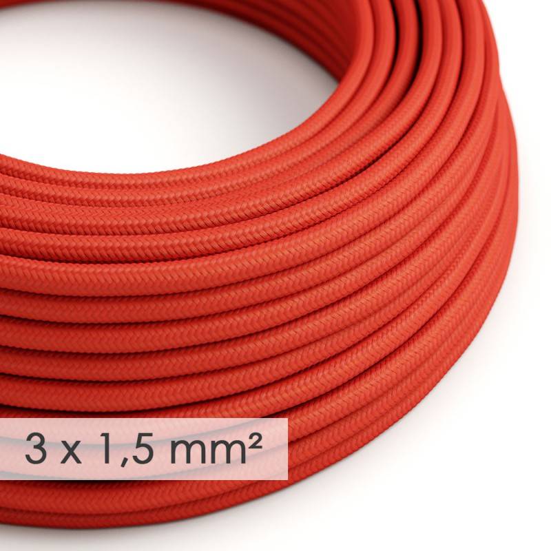 Large section electric cable 3x1,50 round - covered by rayon Red RM09