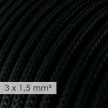 Large section electric cable 3x1,50 round - covered by rayon Black RM04