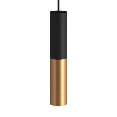 Tub-E14, spotlight double metal tube, with double E-14 lamp holder ring - Black - Brushed bronze