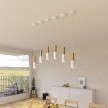 Made in Italy pendant lamp complete with fabric cable and Tub-E14 double lampshade