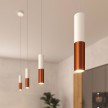 Made in Italy pendant lamp complete with fabric cable and Tub-E14 double lampshade