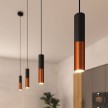 Made in Italy pendant lamp complete with fabric cable and Tub-E14 double lampshade