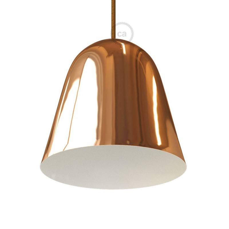 Shiny Copper Metal Bell Lampshade with cable retainer and E27 lamp holder