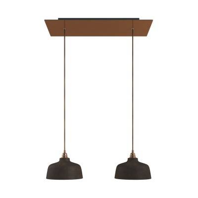 2-light pendant lamp with 675 mm rectangular XXL Rose-One, featuring with fabric cable and Coppa lampshade - Satin Copper Dibond