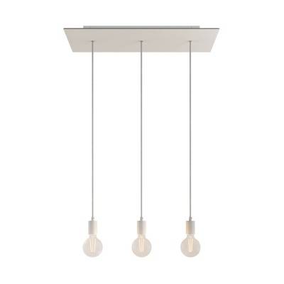 3-light pendant lamp with 675 mm rectangular XXL Rose-One, featuring fabric cable and metal finishes