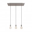 3-light pendant lamp with 675 mm rectangular XXL Rose-One, featuring fabric cable and metal finishes