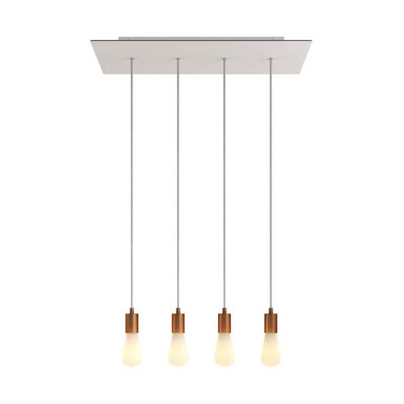 4-light pendant lamp with 675 mm rectangular XXL Rose-One, featuring fabric cable and metal finishes