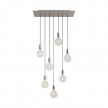 7-light pendant lamp with 675 mm rectangular XXL Rose-One, featuring fabric cable and metal finishes