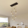 7-light pendant lamp with 675 mm rectangular XXL Rose-One, featuring fabric cable and metal finishes