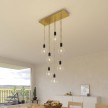 7-light pendant lamp with 675 mm rectangular XXL Rose-One, featuring fabric cable and metal finishes