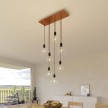 7-light pendant lamp with 675 mm rectangular XXL Rose-One, featuring fabric cable and metal finishes