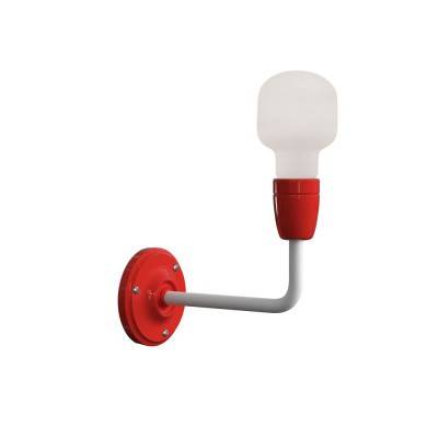 Fermaluce Color, porcelain and metal wall light with bent extension - Red