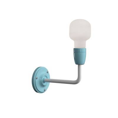 Fermaluce Color, porcelain and metal wall light with bent extension - Light blue