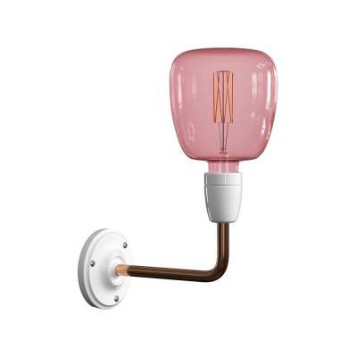 Fermaluce Classic, metal and porcelain wall light with bent extension - White - Copper